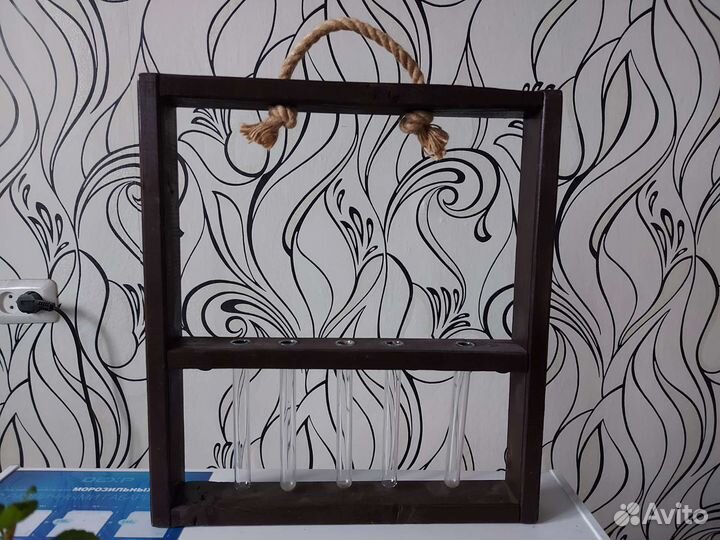 Ваза интерьерная пробирки дерево рамка