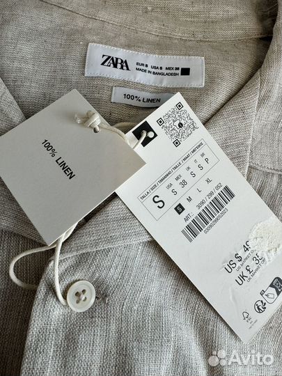 Рубашка Zara из 100% льна в наличии