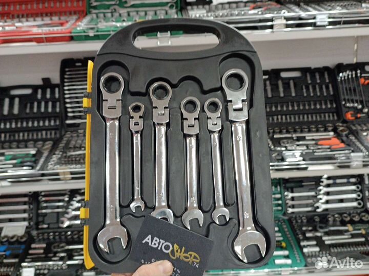 Набор ключей шарнирных с трещоткой 8-19 мм