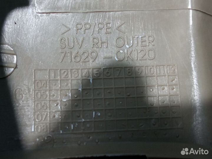 Заглушка крепления сиденья передняя правая Toyota Fortuner