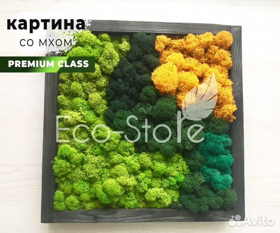 Картина из мха микс оранжевый 30x30 см