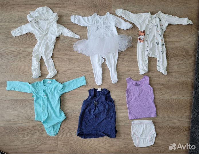Большой пакет детской одежды на девочку 0-6 мес