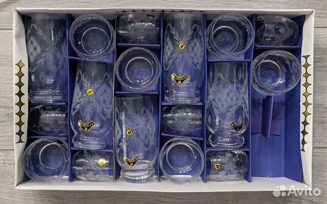 Набор стаканов, стопок (стекло, гравировка)