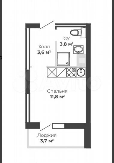 Квартира-студия, 22,7 м², 17/32 эт.
