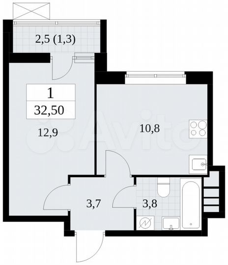 1-к. квартира, 32,5 м², 17/18 эт.