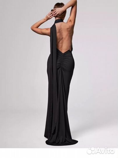 Вечернее платье в пол черное 42