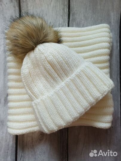 Шапка и снуд комплект бу