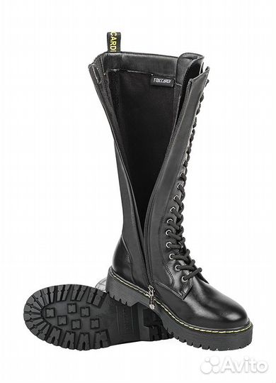 Сапоги на молнии и шнуровке на широкую ногу (натур