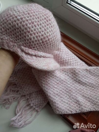 Шапка кепка с шарфом женская