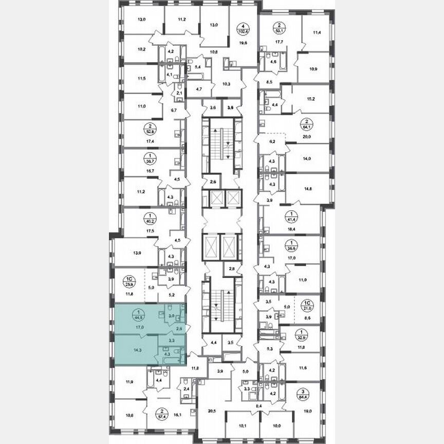 1-к. квартира, 44,5 м², 7/20 эт.