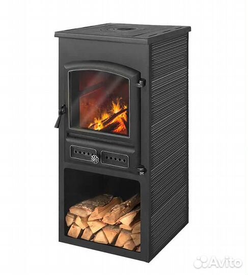 Печь-камин этна (бкд) с плитой Антрацит высокий