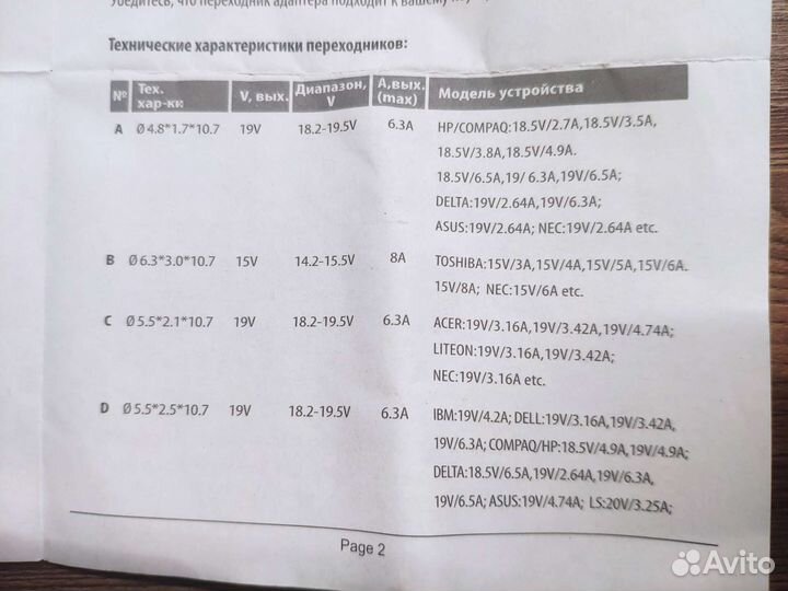 Блок питания 120Ватт для ноутбука универсальный