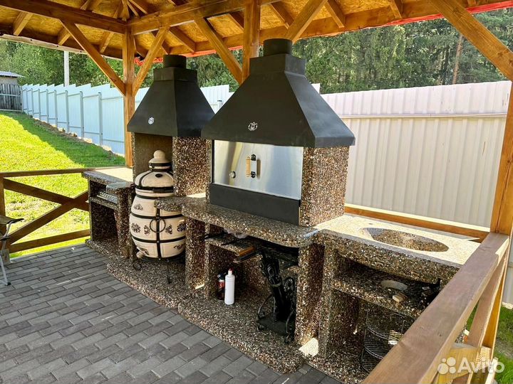 Печь барбекю, печь под казан, стол разделочный