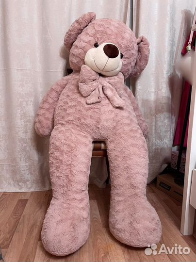 Розовый плюшевый медведь 160см