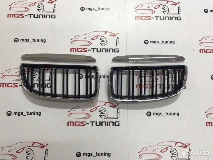 Ноздри BMW 3 серии E90 05-08 Черный глянец + Хром