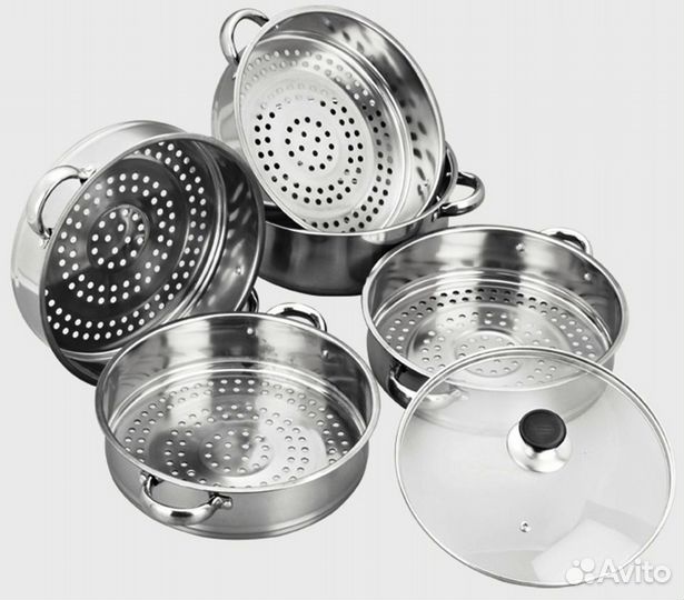 Новая Кастрюля пароварка мантоварка нержавейка