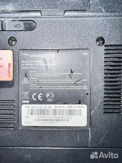 Ноутбук packard Bell MS2290