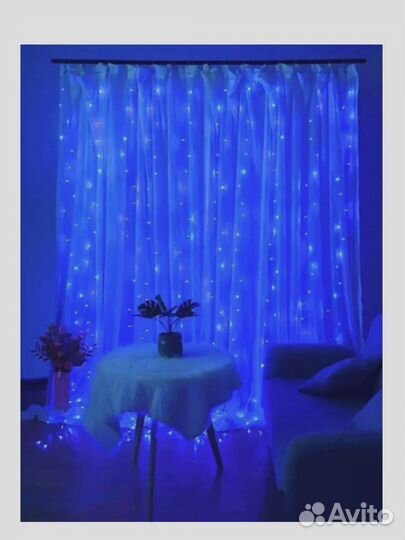 Гирлянда уличная, светодиодная бахрома, занавес, д