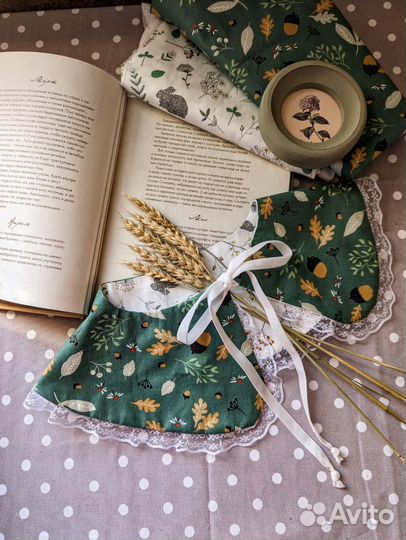 Воротнички с лесным принтом двухсторонние винтаж