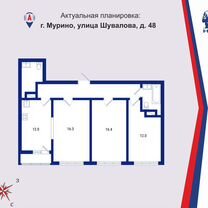 3-к. квартира, 74,1 м², 3/16 эт.