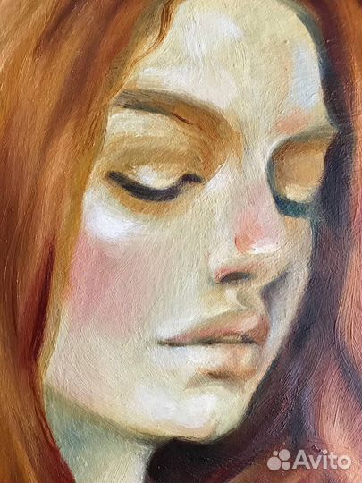 Картина маслом винтаж девушка темный фон стильная