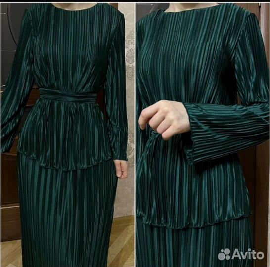 Костюм двойка, блузка и юбка гофре