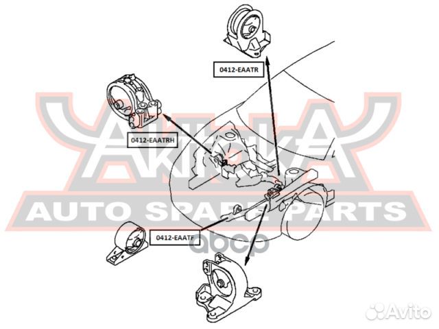 Подушка двигателя правая AT 0412-eaatrh asva