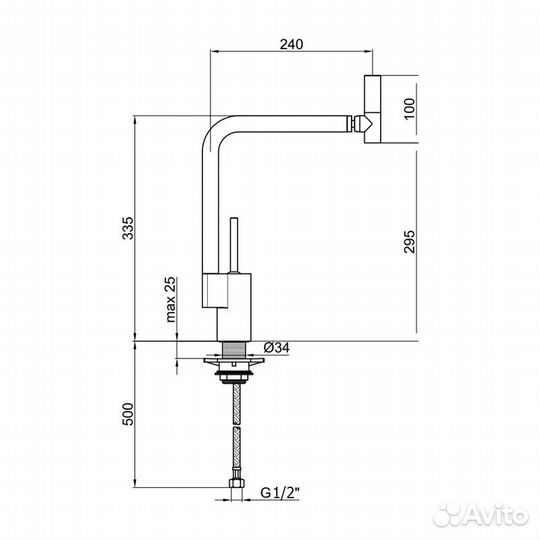 Смес-ль кухня черный Webert Kitchen 360 TS9203027