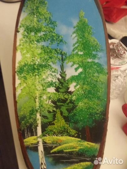 Продам картину на срезе дерева из каменной крошки