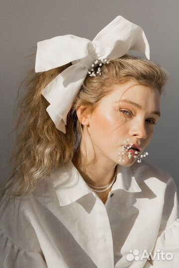 Льняные банты на резинке