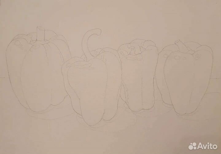 Картина акварелью натюрморт Перцы