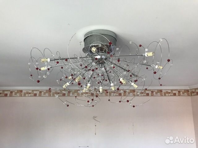 Люстра дизайнерская потолочная серебристая хром