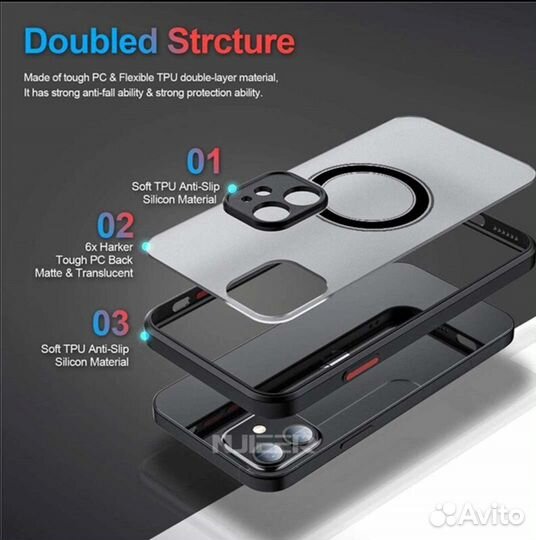 Магнитный чехол MagSafe iPhone 13 12 14 11 XR