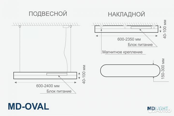 Светильник овальный MD-oval