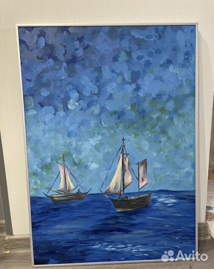 Картина акрилом на холсте корабль в Море