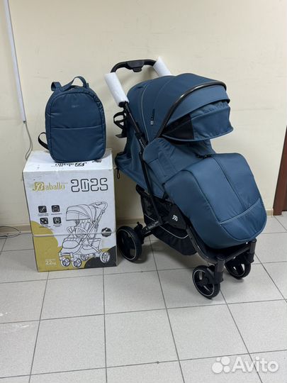 Новая коляска Babalo 2025 синий на графит раме