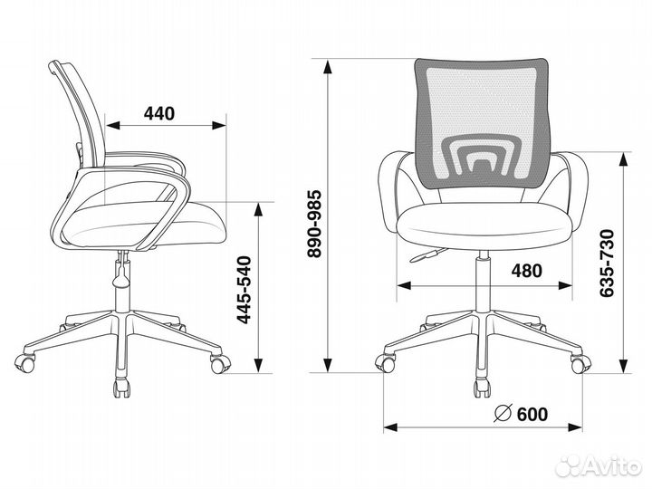 Кресло Бюрократ CH-W695NLT/DG/TW-12 серое