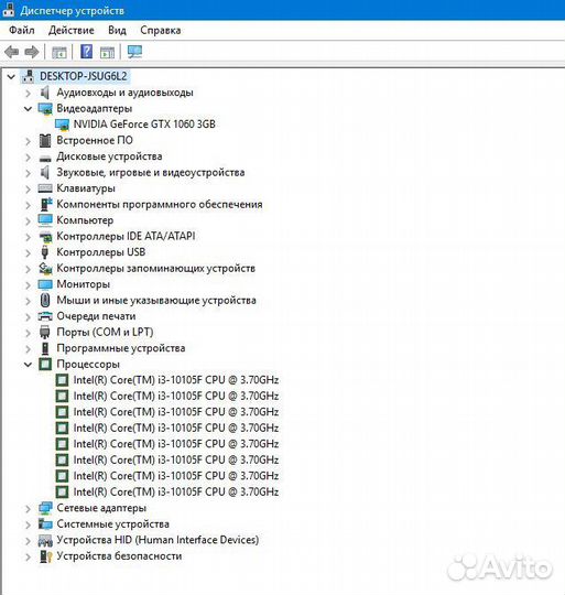 Компьютер i3 10105f; gtx 1060 3gb; 16gb ddr4