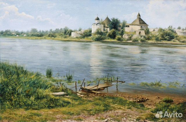 Картина маслом на холсте пейзаж Старая Ладога