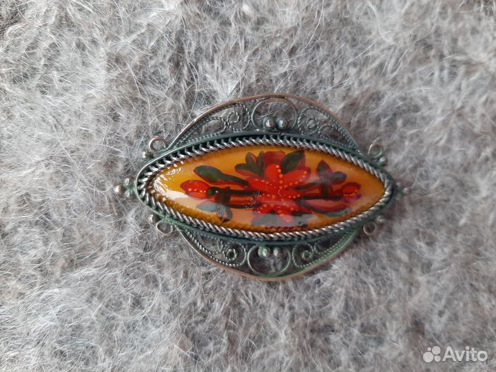 Брошь винтаж филигрань