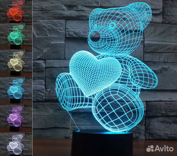 3D Ночник Мишка