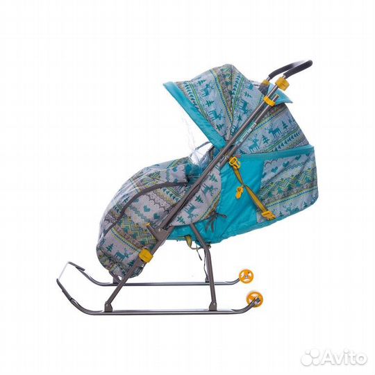 Санки-коляска умка 3/4 принт вязаный бирюзовый У3