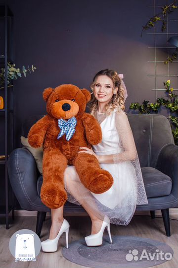 Плюшевый мишка 100см Коричневый, мягкая игрушка