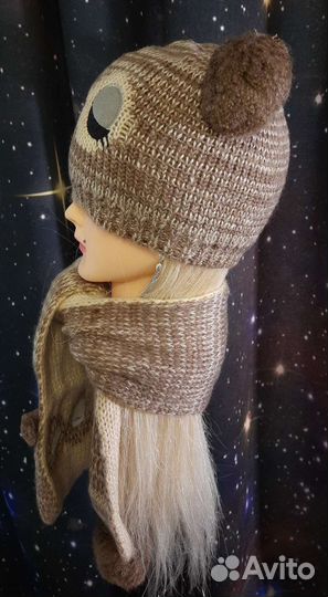 Шапка и снуд новые комплект на ребёнка Совенок