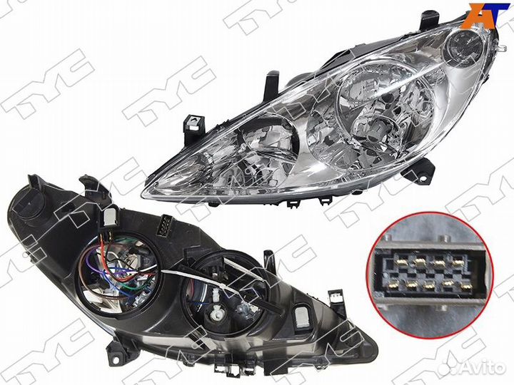 Фара peugeot 307 01-05 LH с птф, под электрокоррек