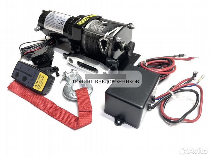 Лебедка электрическая Electric Winch 12V 3500lbs / 1587 кг синтетический трос