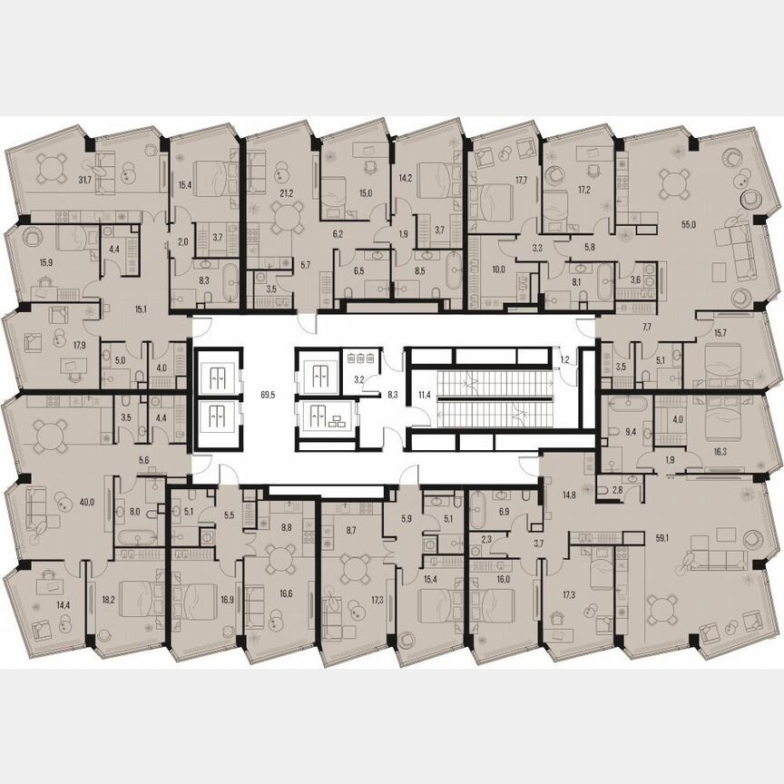 4-к. квартира, 123,4 м², 27/32 эт.