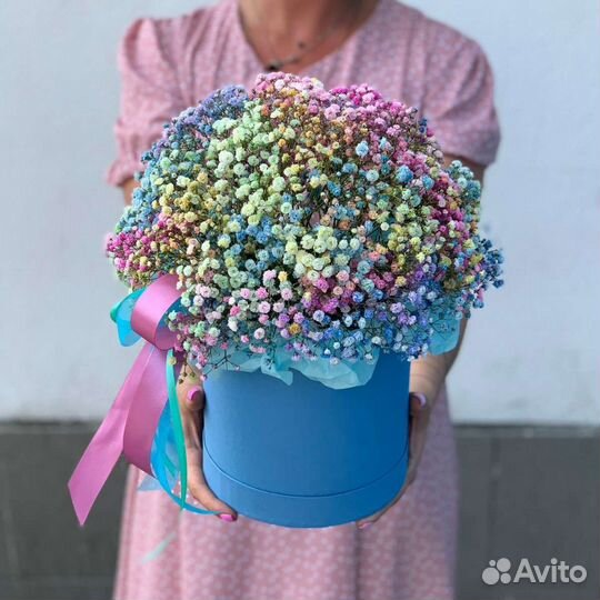 Гипсофила в большой коробке доставка цветы букеты