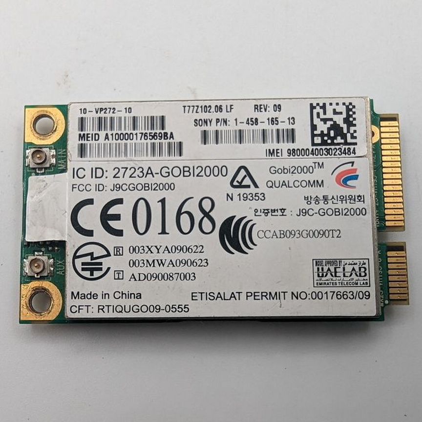 [VPCZ1] 3g Модуль (Модем) Gobi2000, 1-458-165-11, T77z102