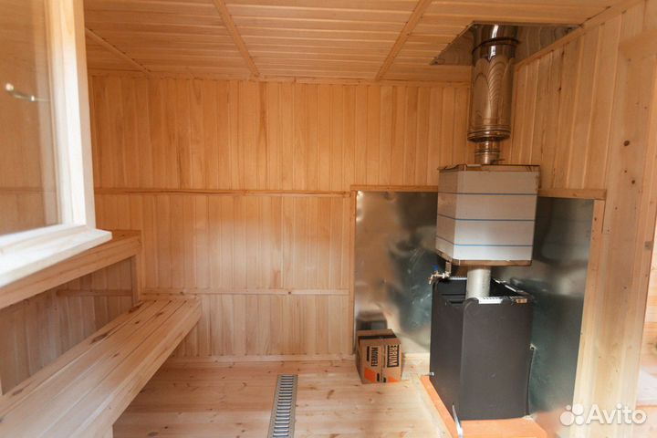 Мобильная баня из бруса 2.3 x 8 метров под ключ